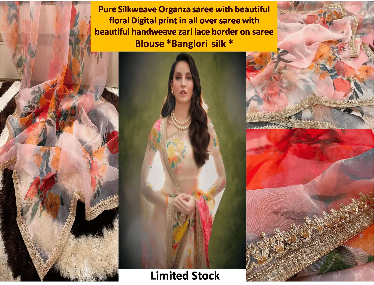 Pure Silkweave Organza saree with beautiful floral Digital print